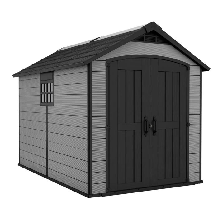 Keter 7.5’x11′ Premier Heavy Duty Plastic Shed – Grey - Image 1
