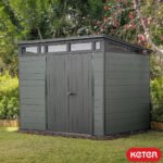 Keter 9x 7 Cortina Heavy Duty Plastic Pent Shed – Dark Green - Image 5