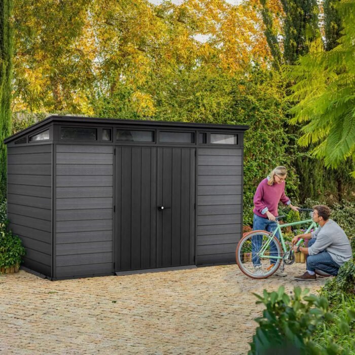 Keter 11x 7 Cortina Heavy Duty Plastic Pent Shed – Dark Grey - Image 5