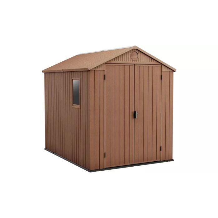 Keter 6×8 Darwin Heavy Duty Plastic Garden Shed – Brown - Image 1