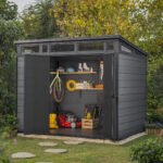 Keter 9x 7 Cortina Heavy Duty Plastic Pent Shed – Dark Grey - Image 5