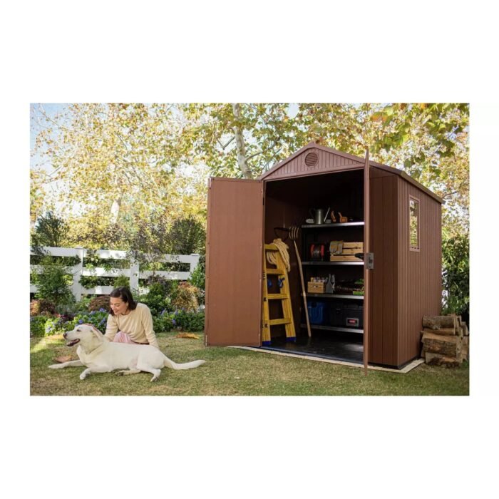 Keter 6×6 Darwin Heavy Duty Plastic Garden Shed – Brown - Image 5