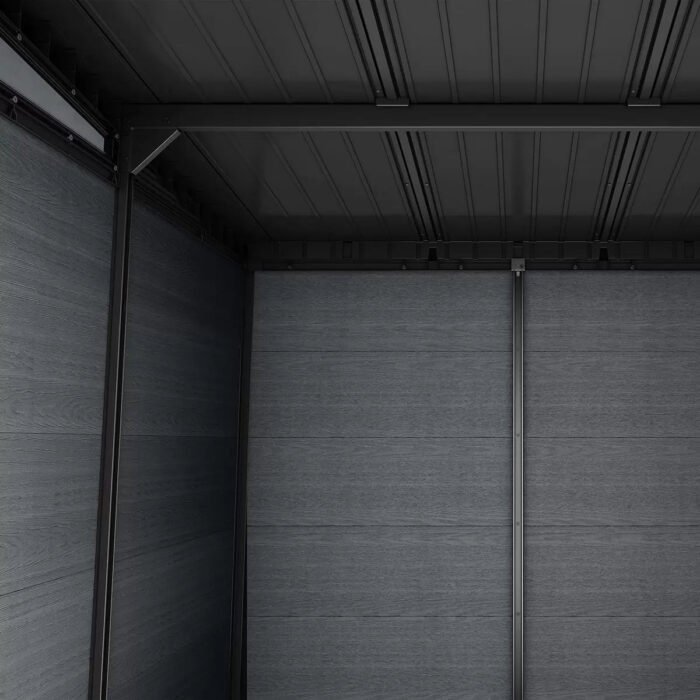 Keter 11’x7.5′ Newton Plus Side Entry Plastic Shed – Dark Grey - Image 3