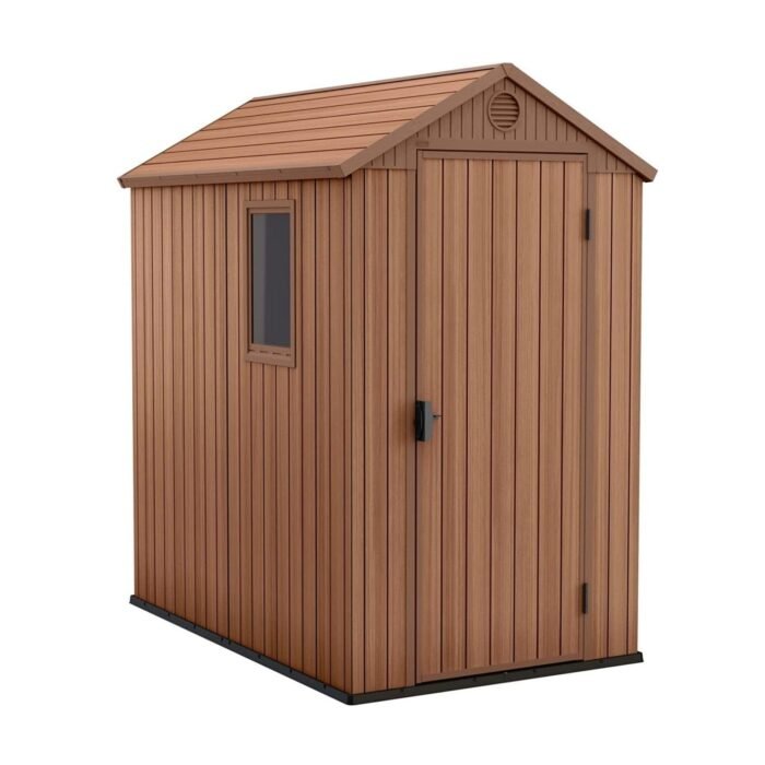 Keter 4×6 Darwin Heavy Duty Plastic Garden Shed – Brown - Image 1