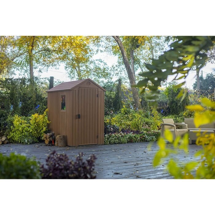 Keter 4×6 Darwin Heavy Duty Plastic Garden Shed – Brown - Image 4