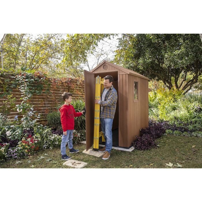 Keter 4×6 Darwin Heavy Duty Plastic Garden Shed – Brown - Image 5