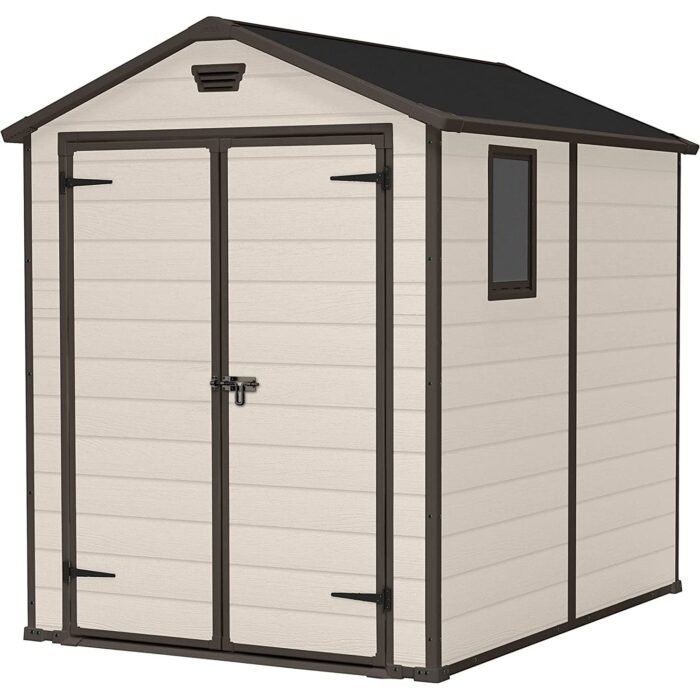 Keter 6x 8 Manor Plastic Garden Storage Shed – Beige - Image 1