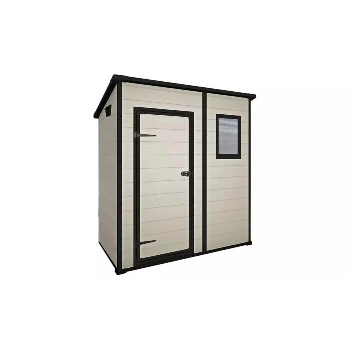 Keter 6 x 4 Manor Plastic Pent Garden Storage Shed – Beige - Image 1