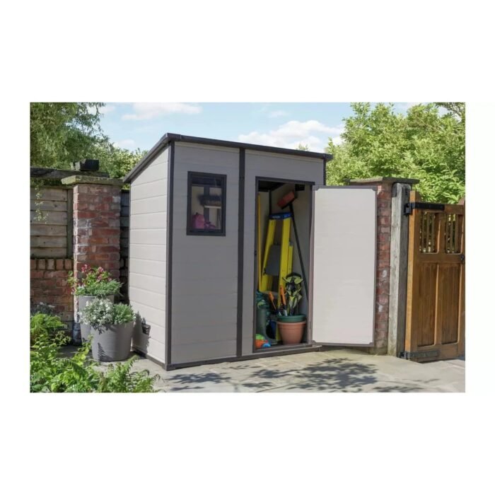 Keter 6 x 4 Manor Plastic Pent Garden Storage Shed – Beige - Image 5