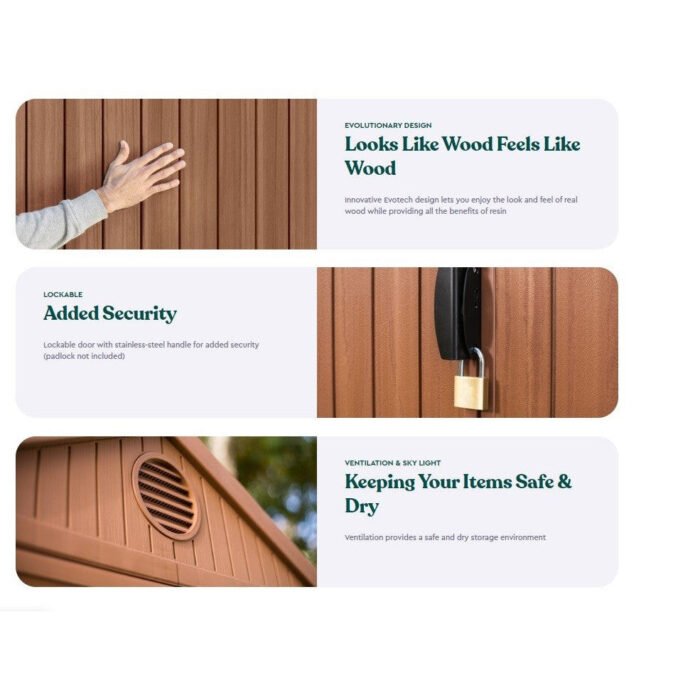 Keter 4×6 Darwin Heavy Duty Plastic Garden Shed – Brown - Image 3
