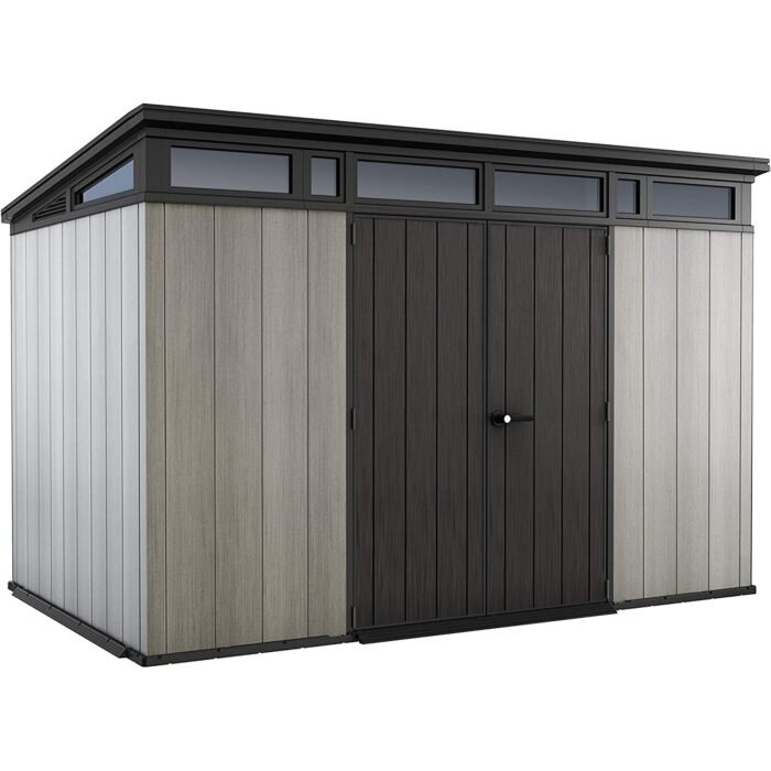 Keter 11x 7 Artisan Heavy Duty Plastic Pent Shed – Grey - Image 1