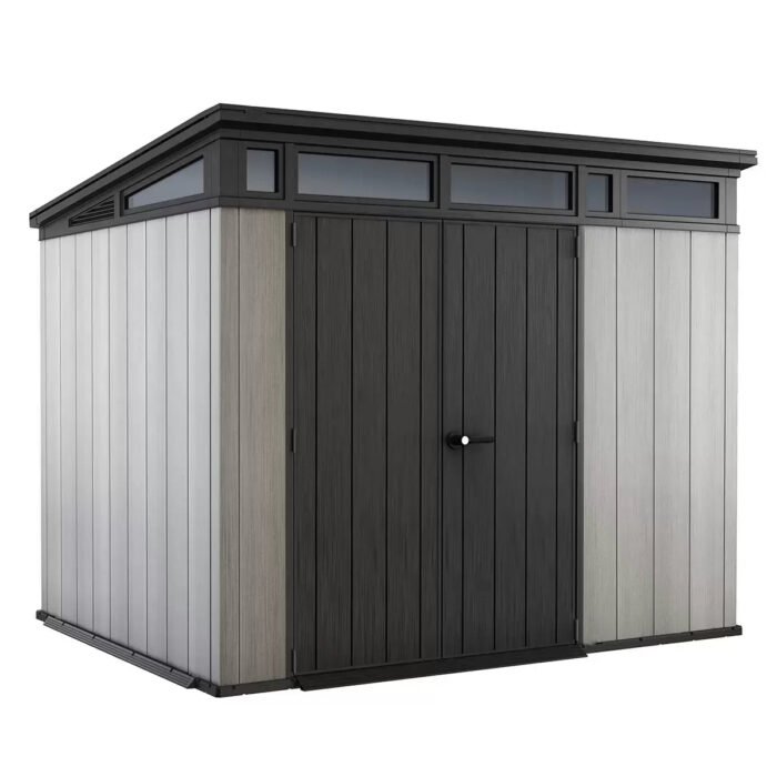 Keter 9x 7 Artisan Heavy Duty Plastic Pent Shed – Grey - Image 1