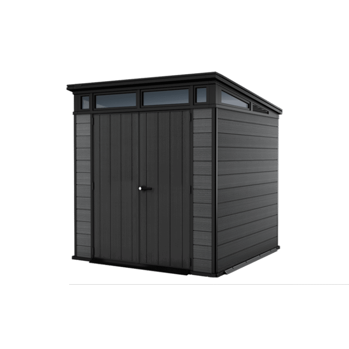 Keter 7x 7 Cortina Heavy Duty Plastic Pent Shed – Dark Grey - Image 1