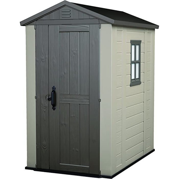 Keter 4×6 Factor Heavy Duty Plastic Garden Shed – Beige - Image 1