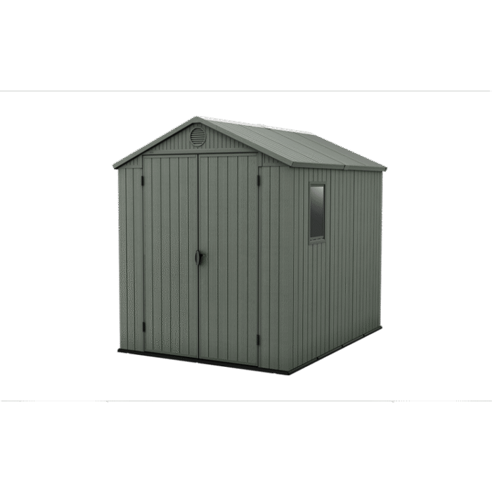 Keter 6×8 Darwin Heavy Duty Plastic Garden Shed – Green - Image 1