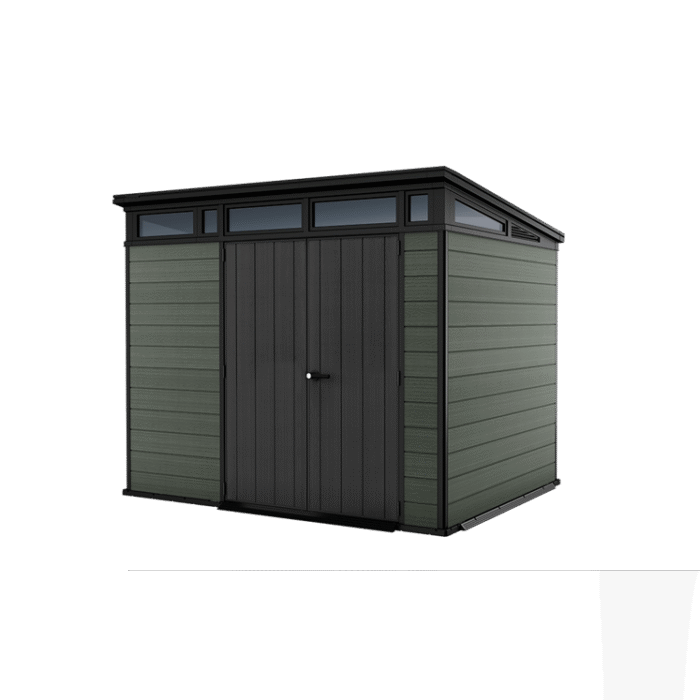 Keter 9x 7 Cortina Heavy Duty Plastic Pent Shed – Dark Green - Image 1