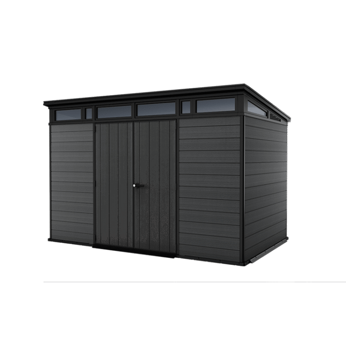 Keter 11x 7 Cortina Heavy Duty Plastic Pent Shed – Dark Grey - Image 1