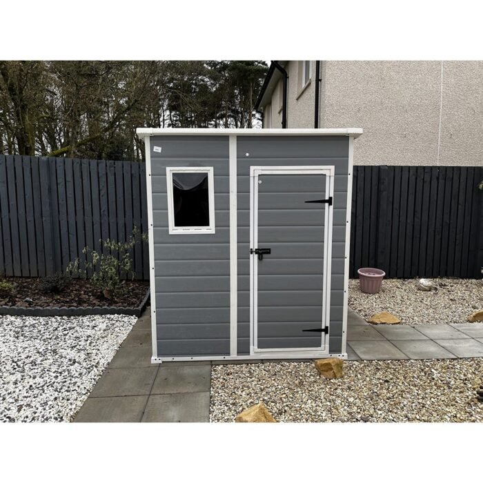 Keter 6 x 6 Manor Plastic Pent Garden Storage Shed – Grey - Image 3