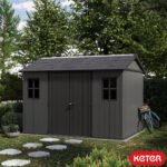 Keter 11’x7.5′ Newton Plus Side Entry Plastic Shed – Dark Grey - Image 5