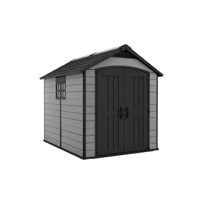 Keter 7.5×9 Premier Heavy Duty Plastic Shed – Grey - Image 1
