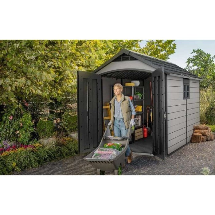 Keter 7.5’x11′ Premier Heavy Duty Plastic Shed – Grey - Image 5